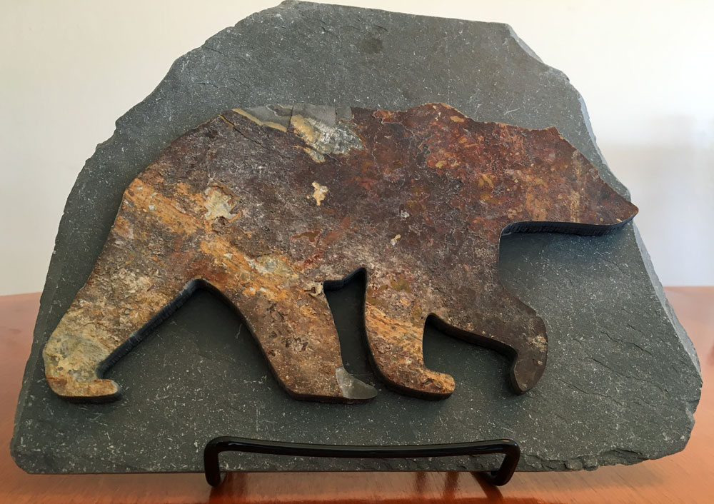 Water Jet Slate Art Rocky Mountain Grizzly Bear