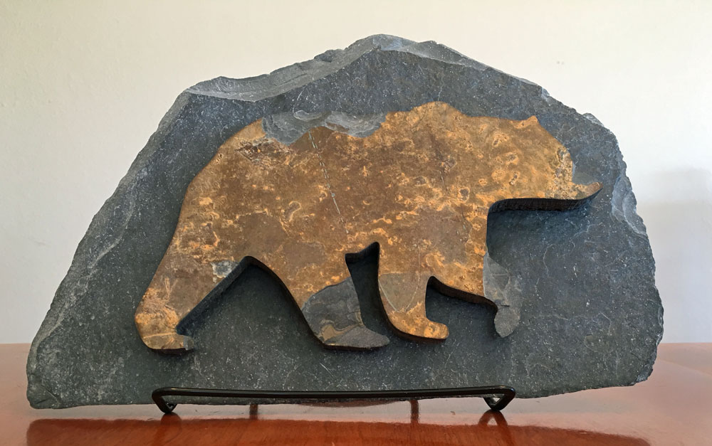 Water Jet Slate Art Rocky Mountain Grizzly Bear