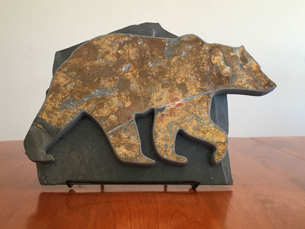 Water Jet Slate Art Rocky Mountain Grizzly Bear