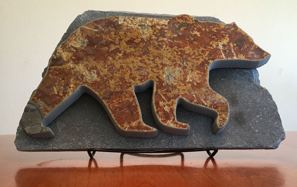 Water Jet Slate Art Rocky Mountain Grizzly Bear