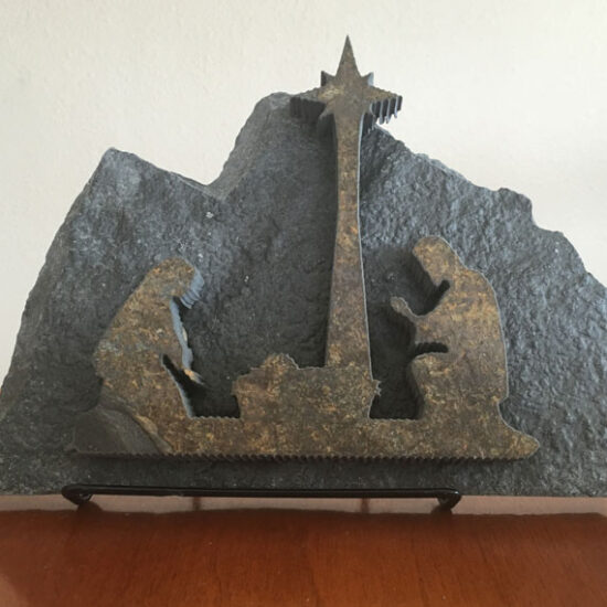 Water Jet Slate Art Nativity Scene