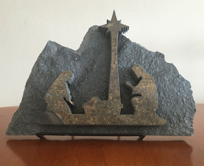 Water Jet Slate Art Nativity Scene
