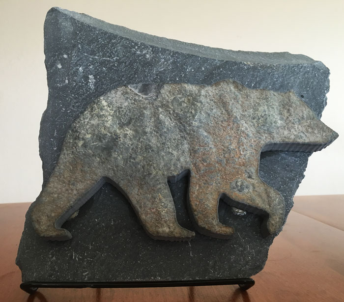Water Jet Slate Art Rocky Mountain Grizzly Bear