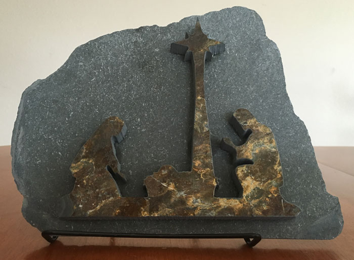 Water Jet Slate Art Nativity Scene