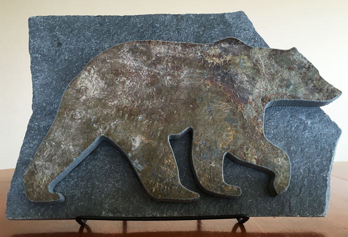 Water Jet Slate Art Rocky Mountain Grizzly Bear