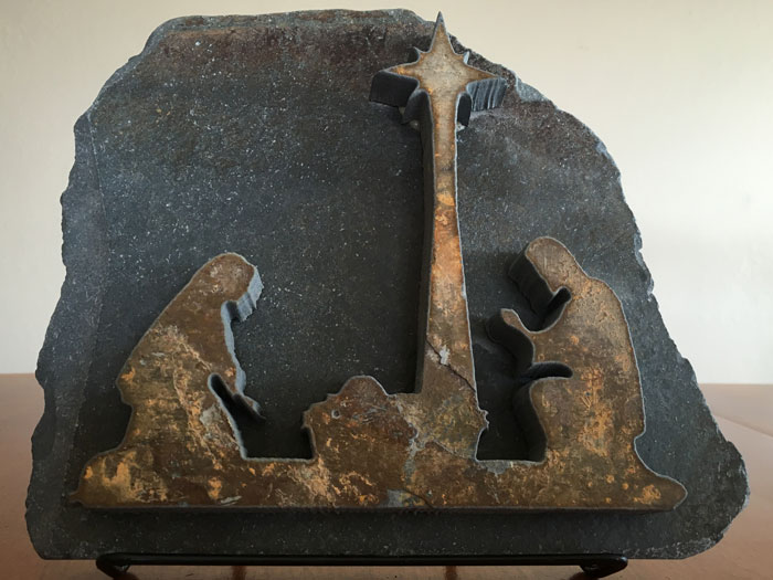 Water Jet Slate Art Nativity Scene