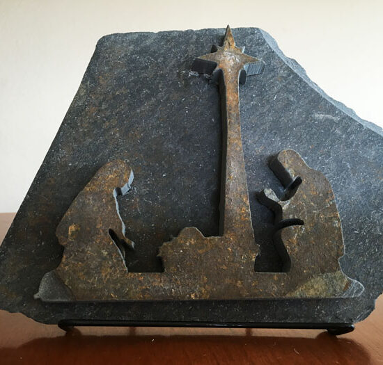 Water Jet Slate Art Nativity Scene