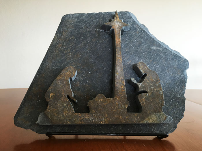 Water Jet Slate Art Nativity Scene