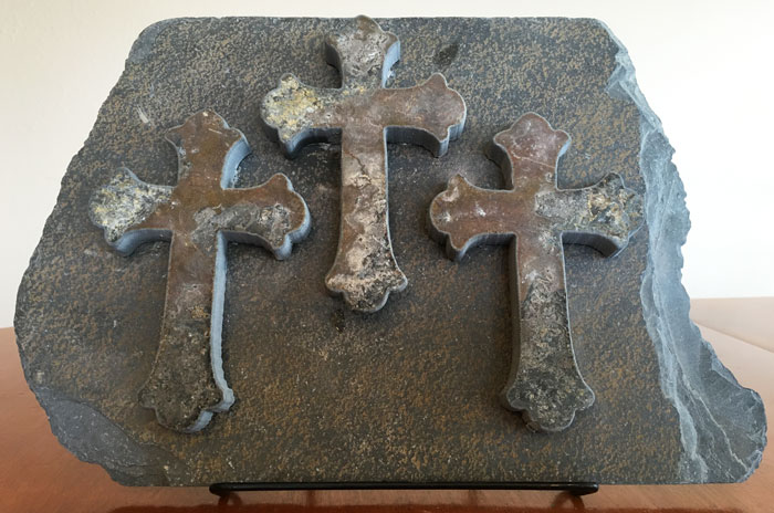 Water Jet Slate Art Cross