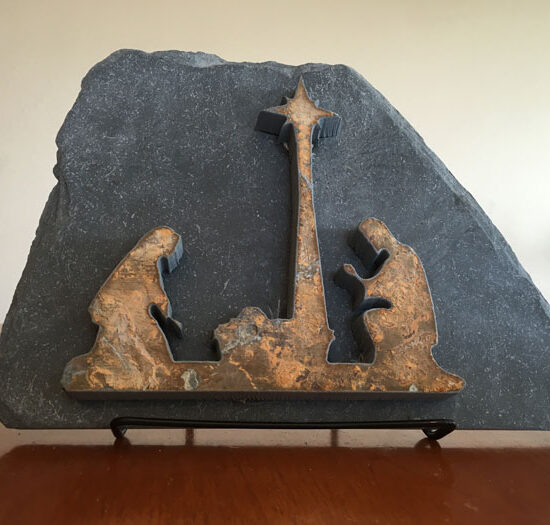 Water Jet Slate Art Nativity Scene