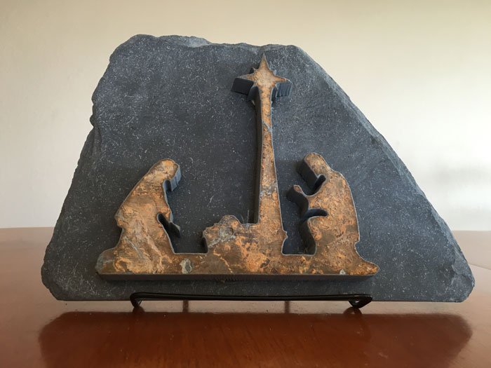 Water Jet Slate Art Nativity Scene
