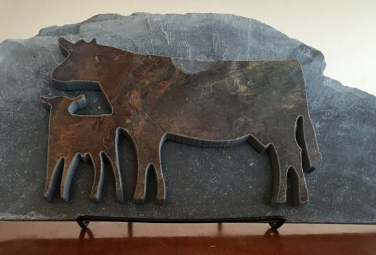Water Jet Slate Art Cattle