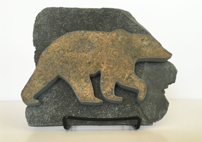 Water Jet Slate Art Rocky Mountain Grizzly Bear